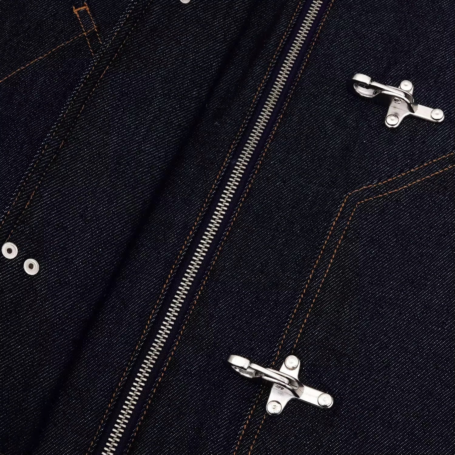 Metal Clasp Raw Selvedge Denim Jacket