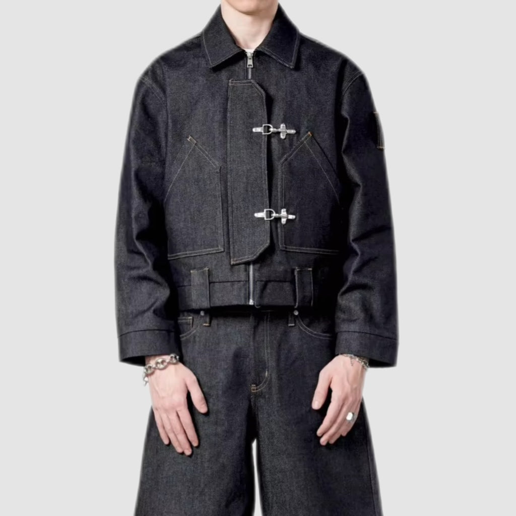 Metal Clasp Raw Selvedge Denim Jacket
