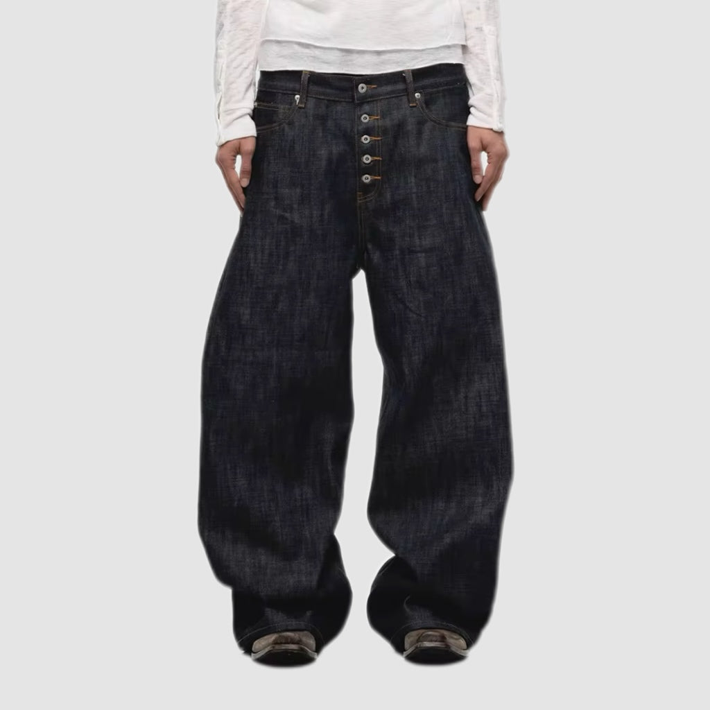 Raw Selvedge Wide-Leg Jeans