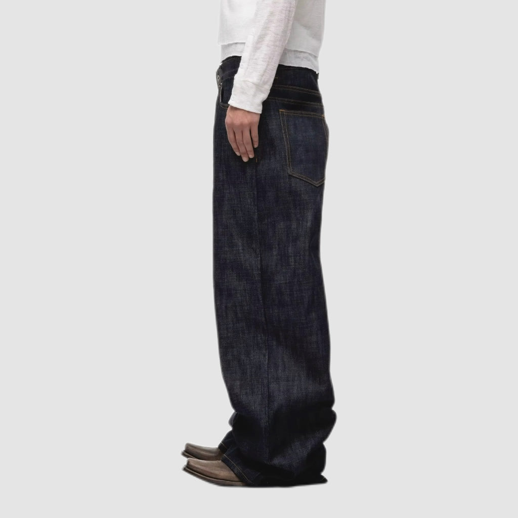 Raw Selvedge Wide-Leg Jeans