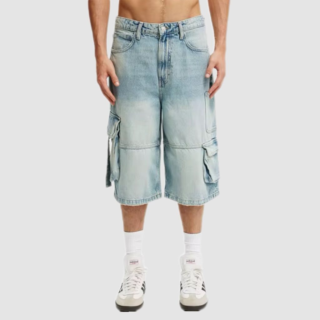 Blue Wash Baggy Cargo Jorts