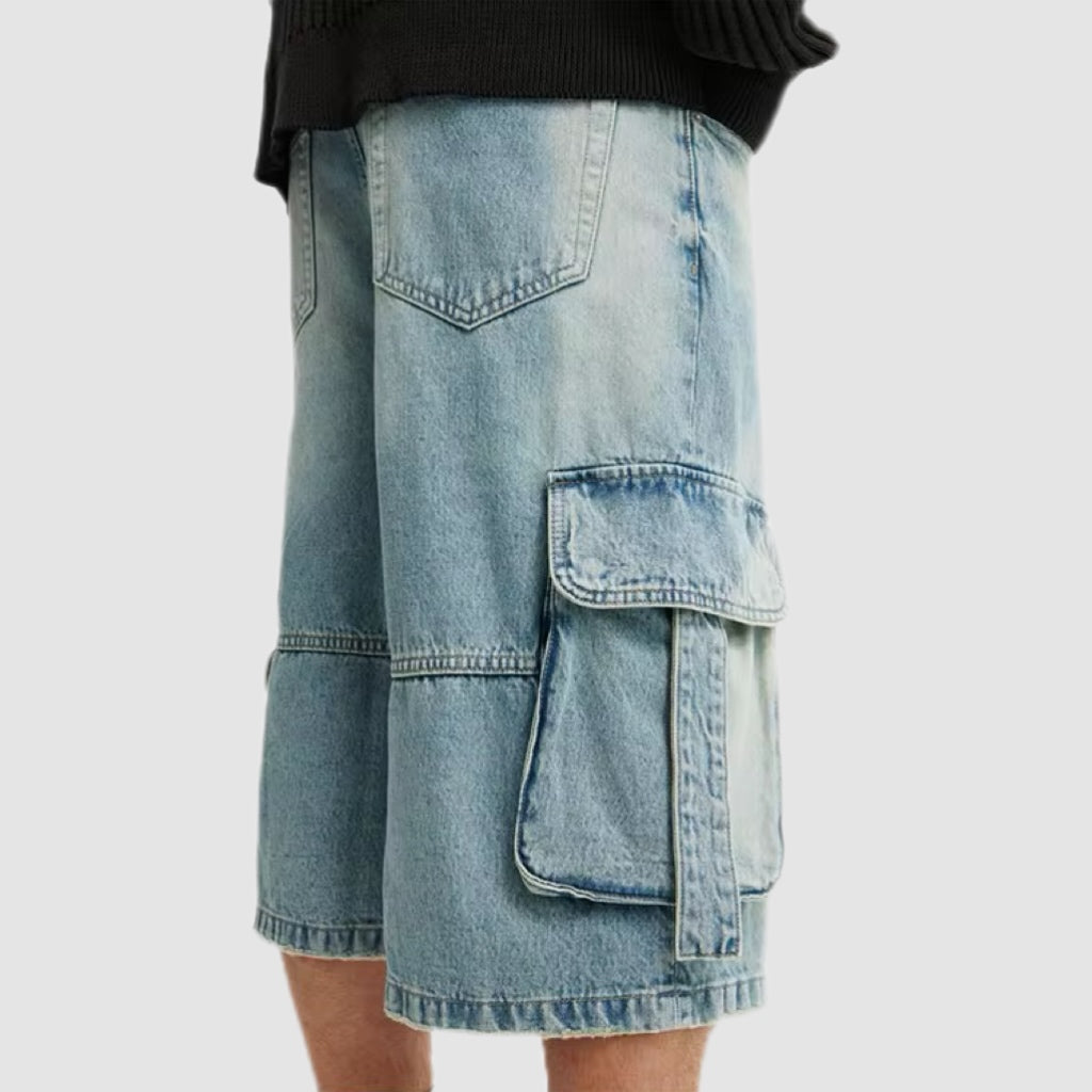 Blue Wash Baggy Cargo Jorts