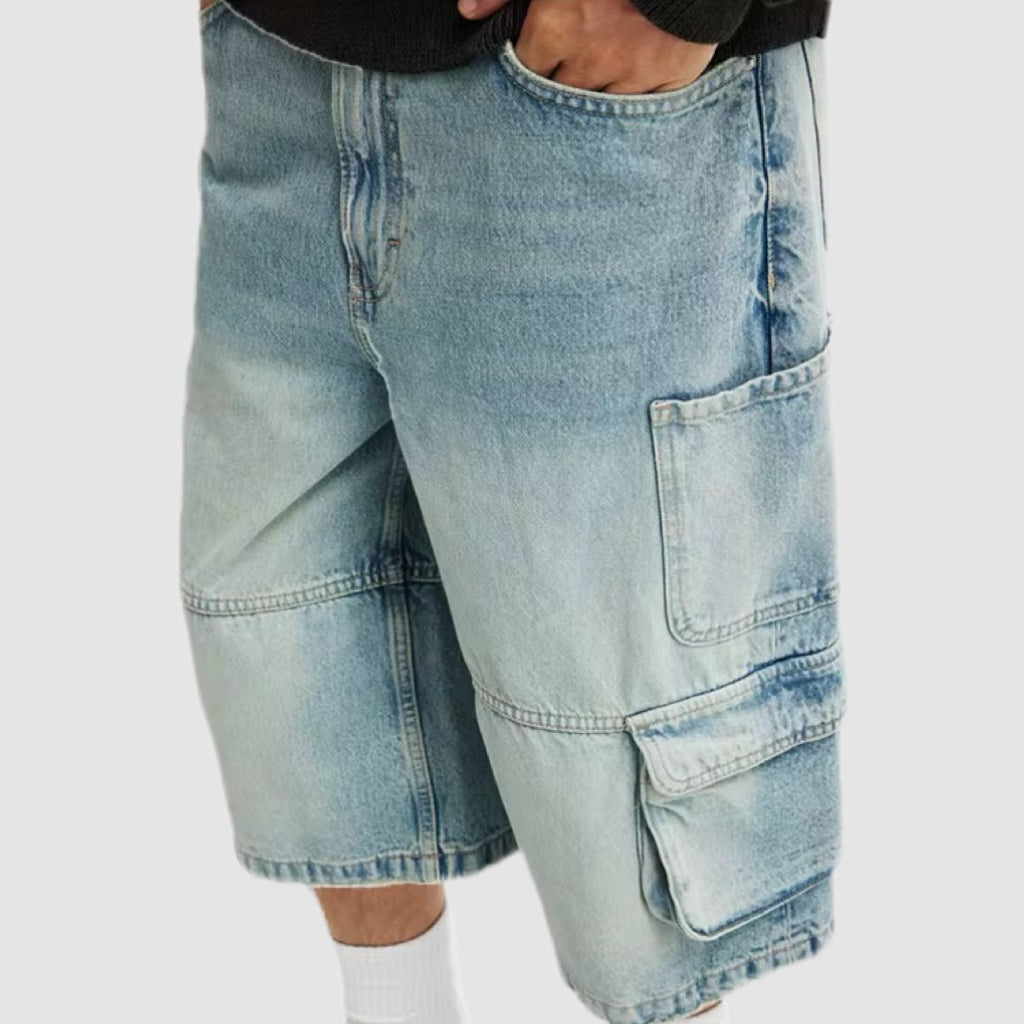 Blue Wash Baggy Cargo Jorts