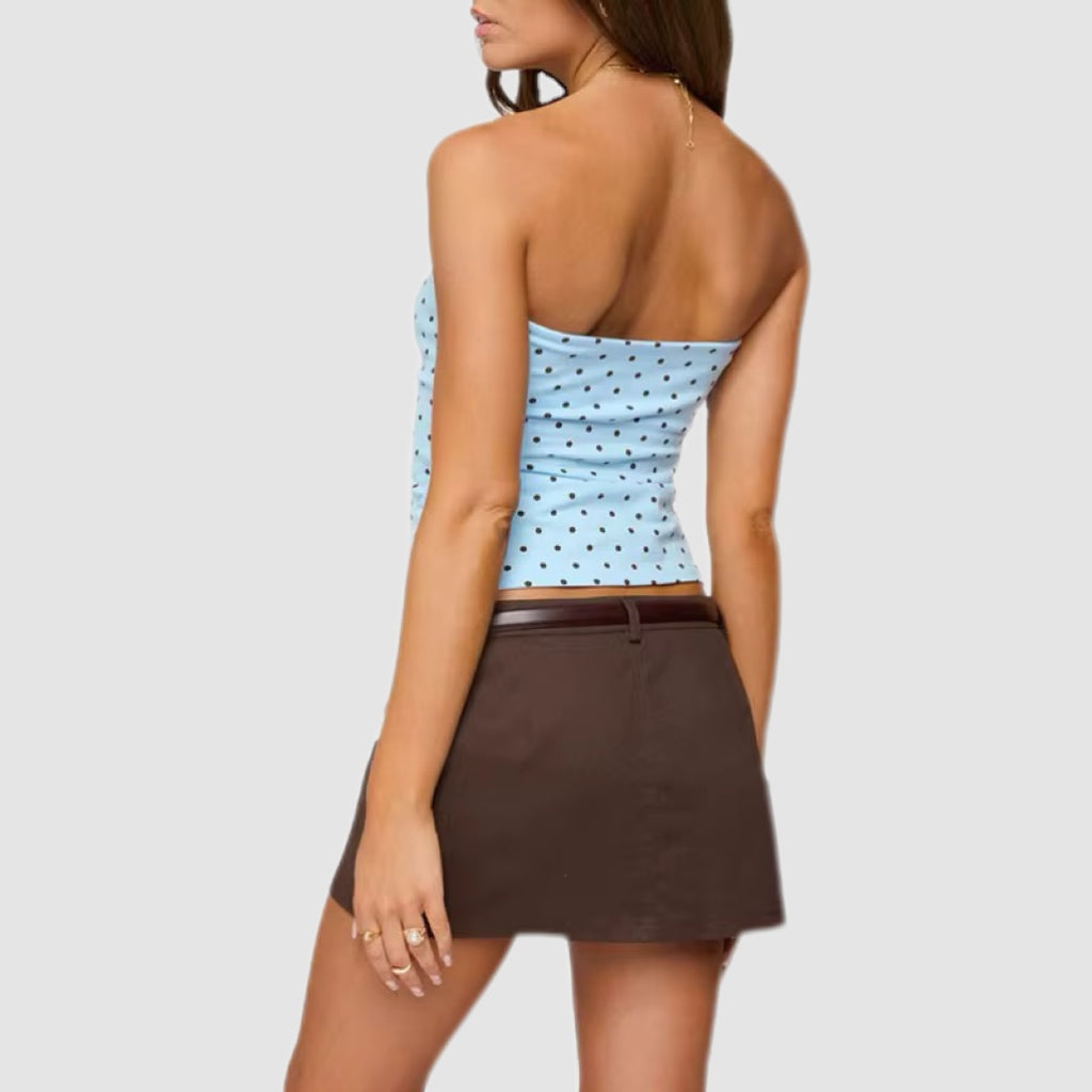 Black Polka Dot Built in Bra Tube Top