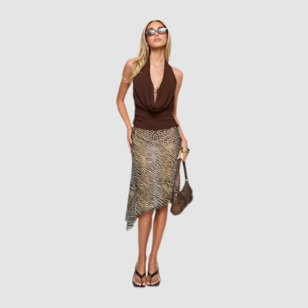 Brown Drape Halter Top