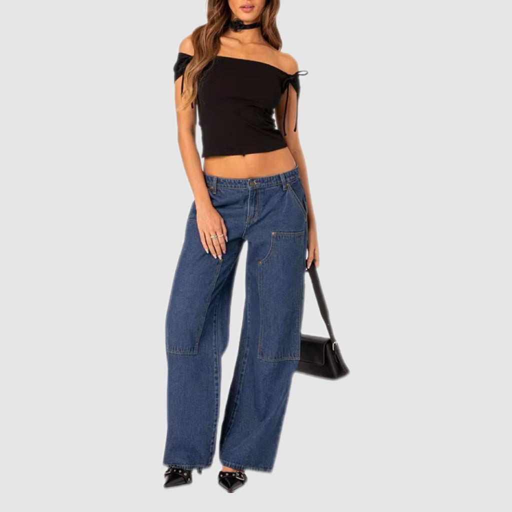 Black Off-Shoulder Tie Top