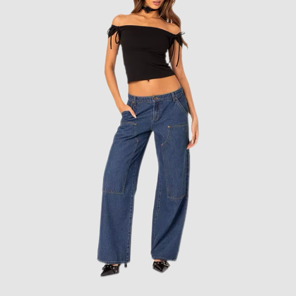 Black Off-Shoulder Tie Top