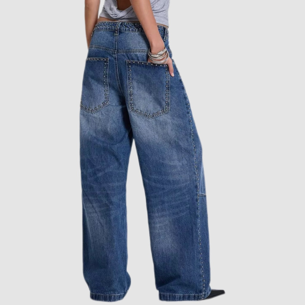 Studded Blue Wash Baggy Jeans