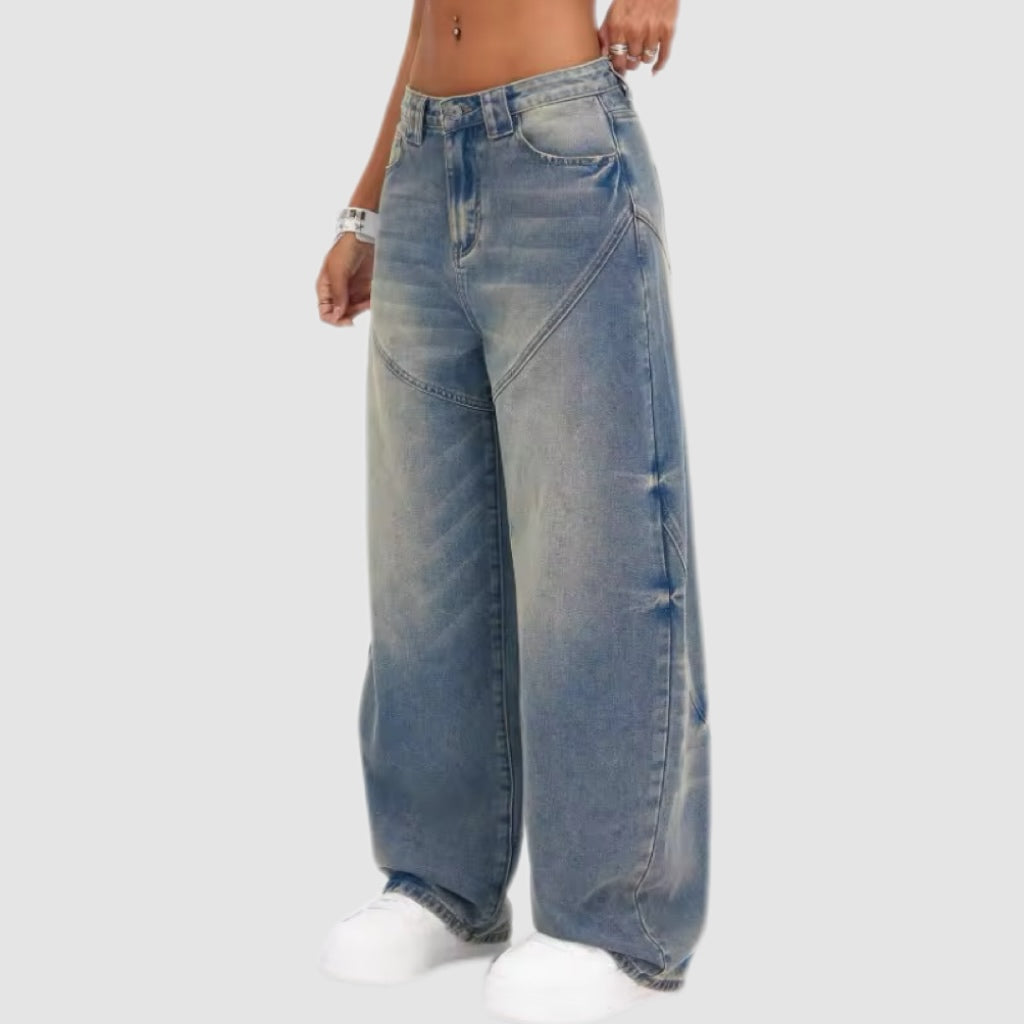 Faded Wash Blue Baggy Jeans
