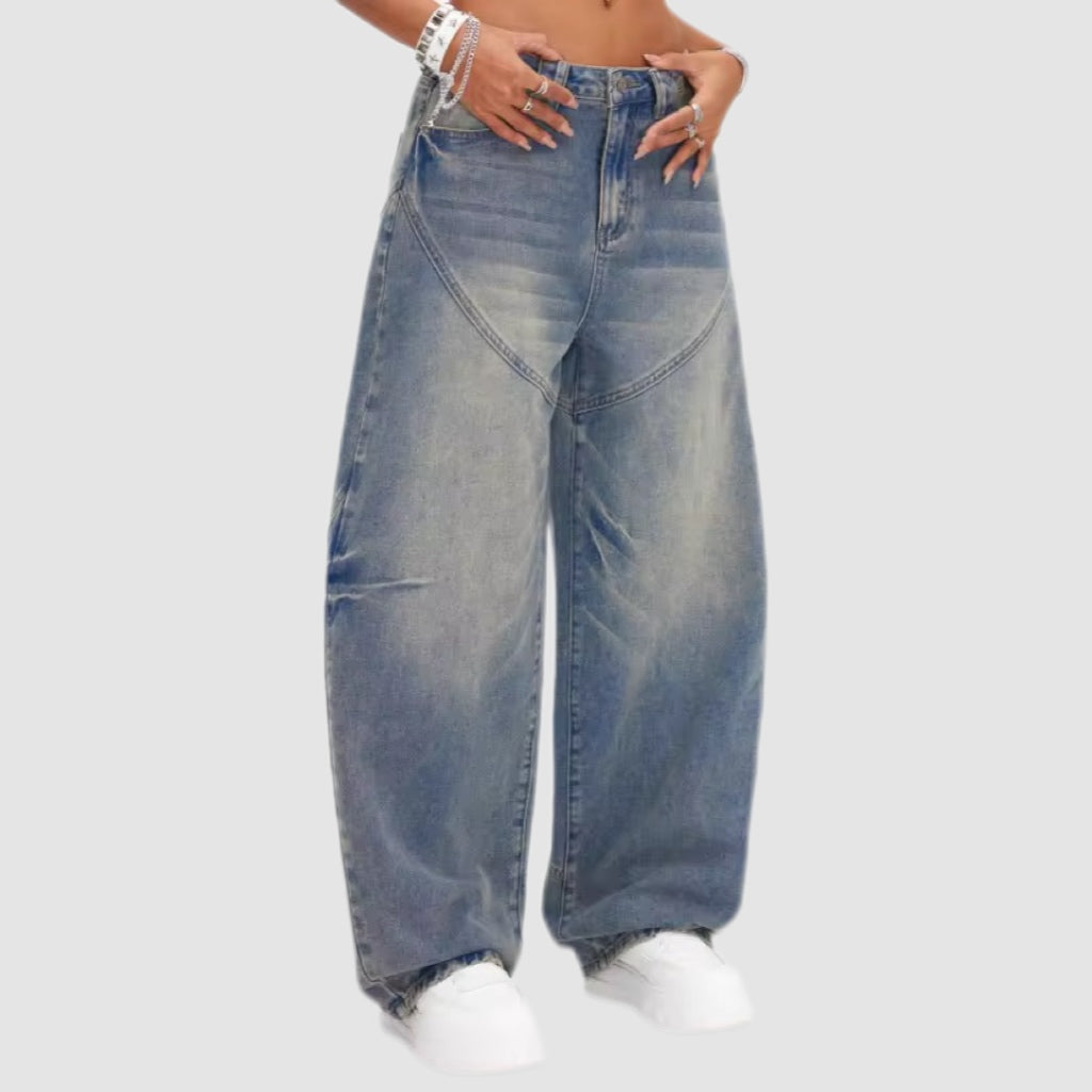 Faded Wash Blue Baggy Jeans