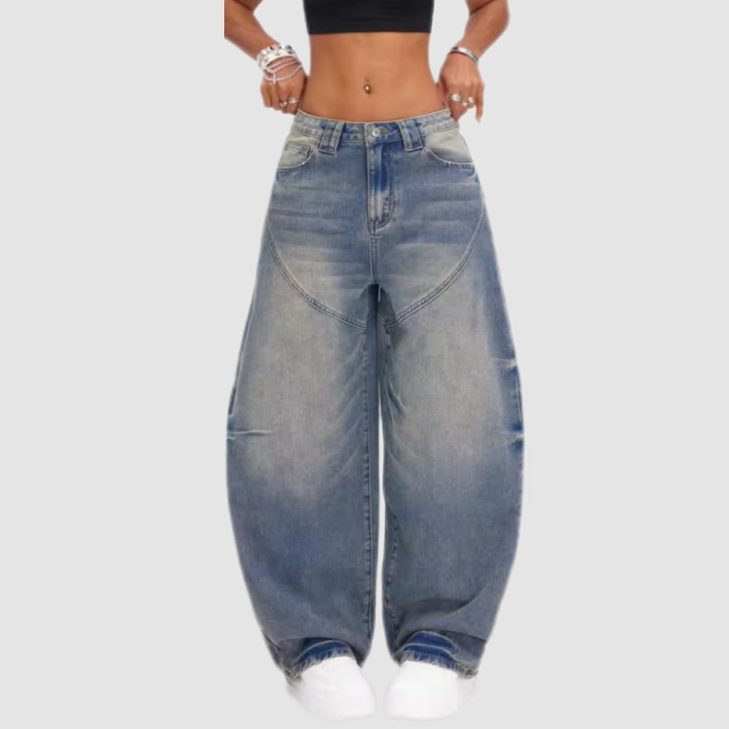 Faded Wash Blue Baggy Jeans