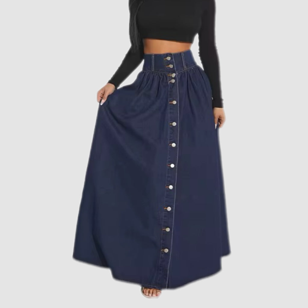 Dark Blue Denim Maxi Dress