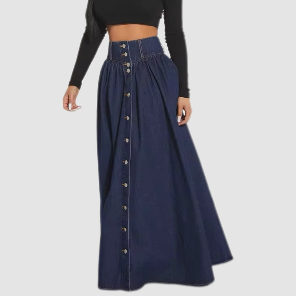 Dark Blue Denim Maxi Dress