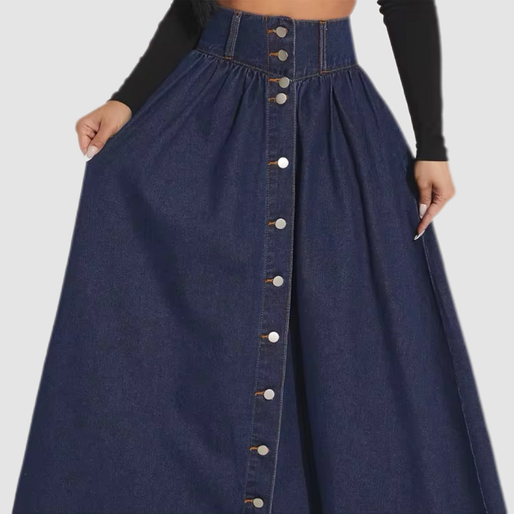 Dark Blue Denim Maxi Dress