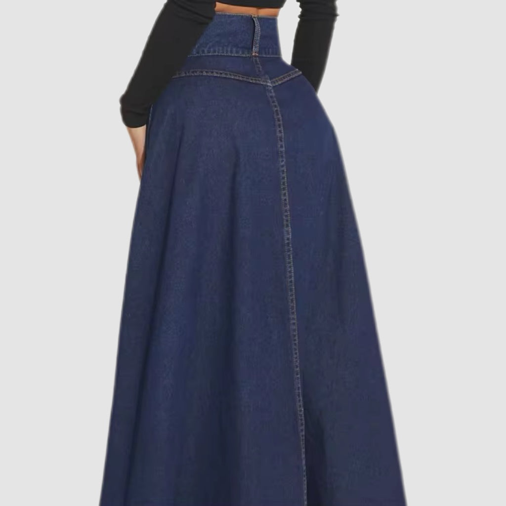 Dark Blue Denim Maxi Dress