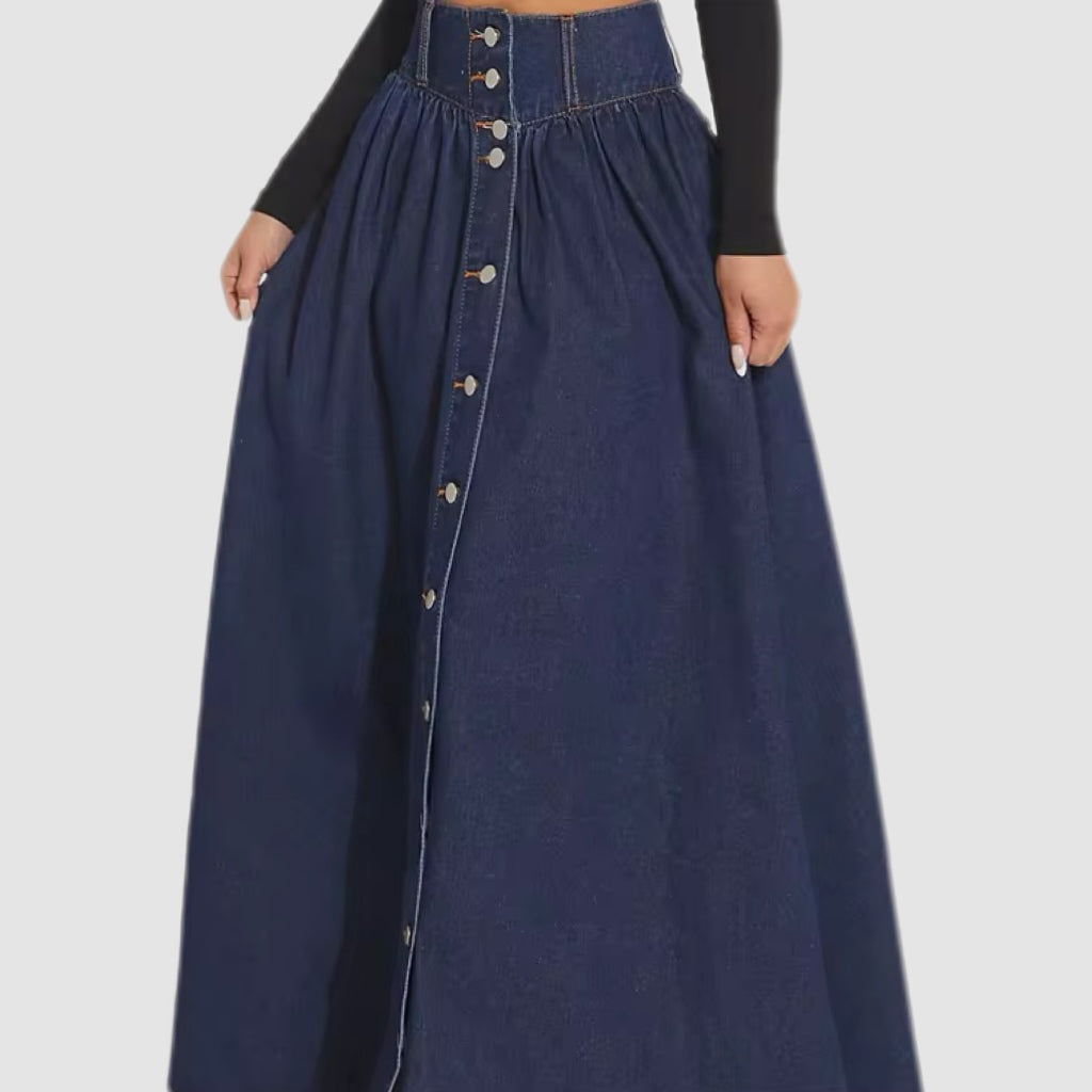 Dark Blue Denim Maxi Dress