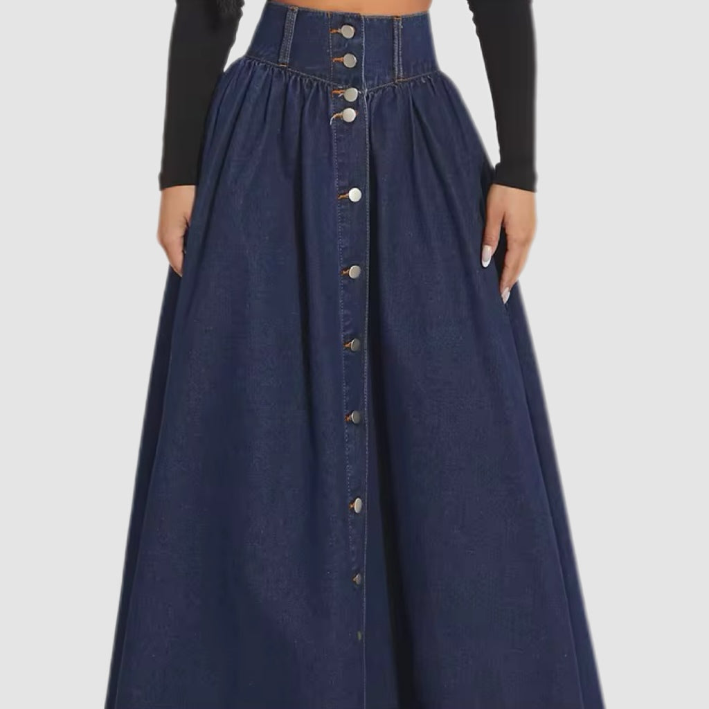 Dark Blue Denim Maxi Dress