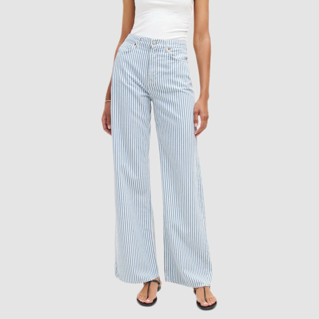 Striped Light Blue Denim Jeans