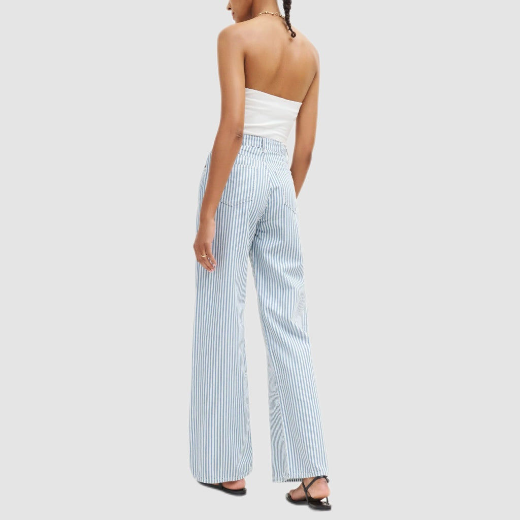 Striped Light Blue Denim Jeans