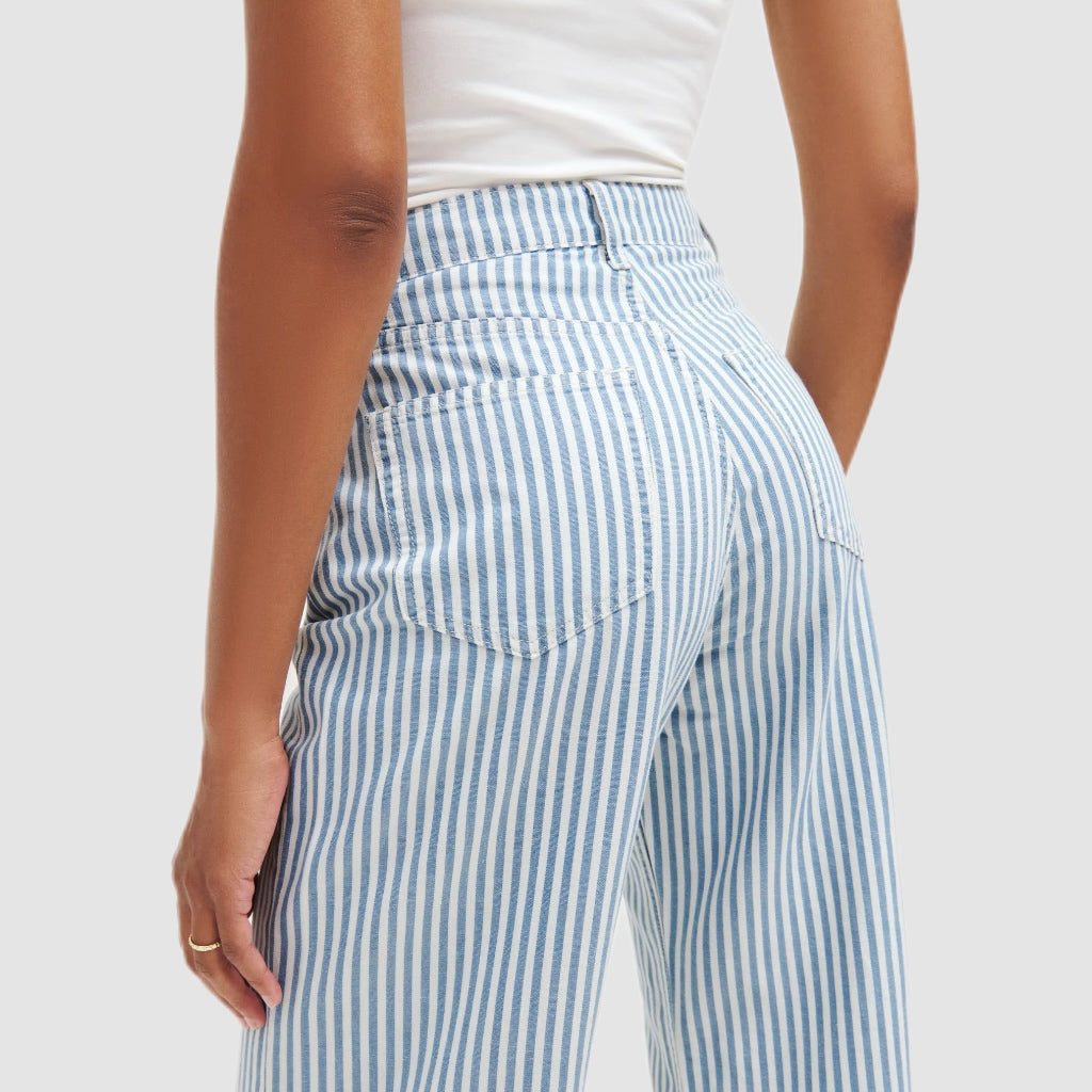 Striped Light Blue Denim Jeans
