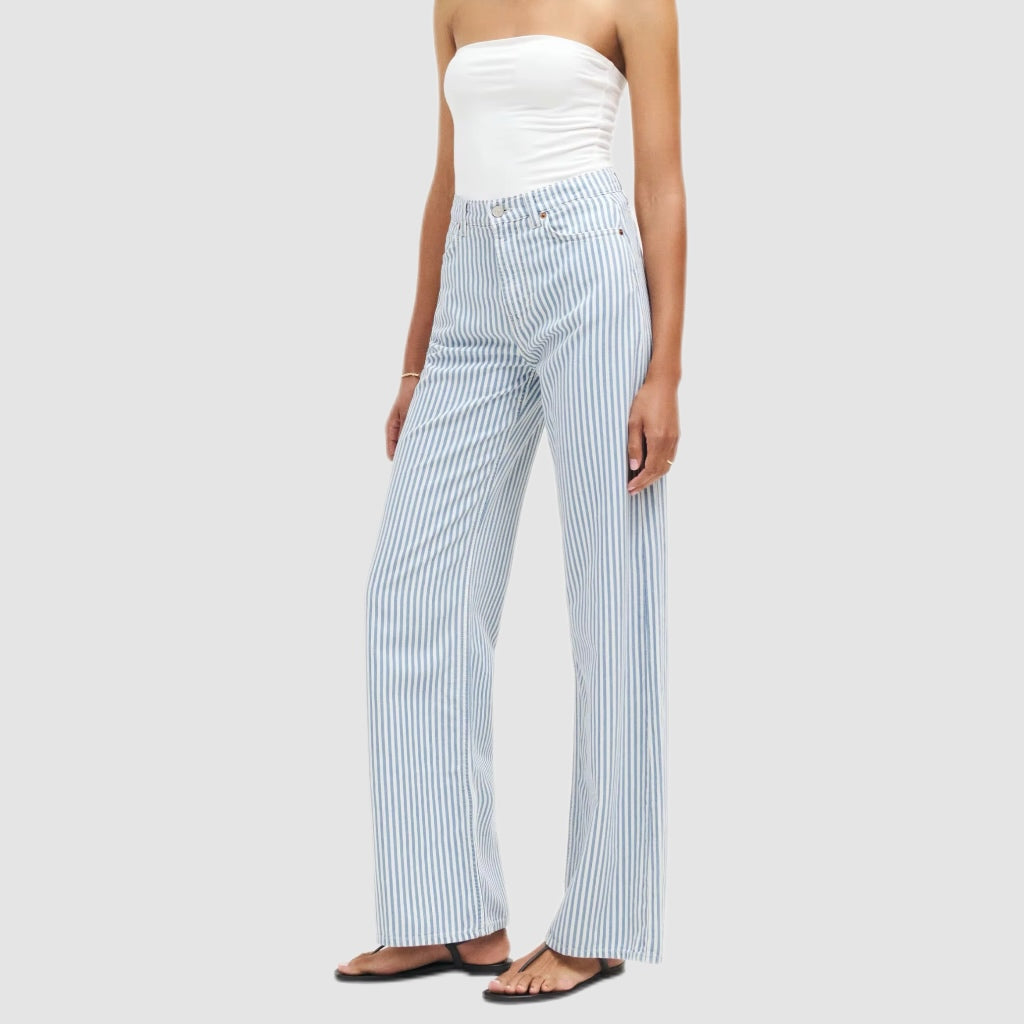 Striped Light Blue Denim Jeans