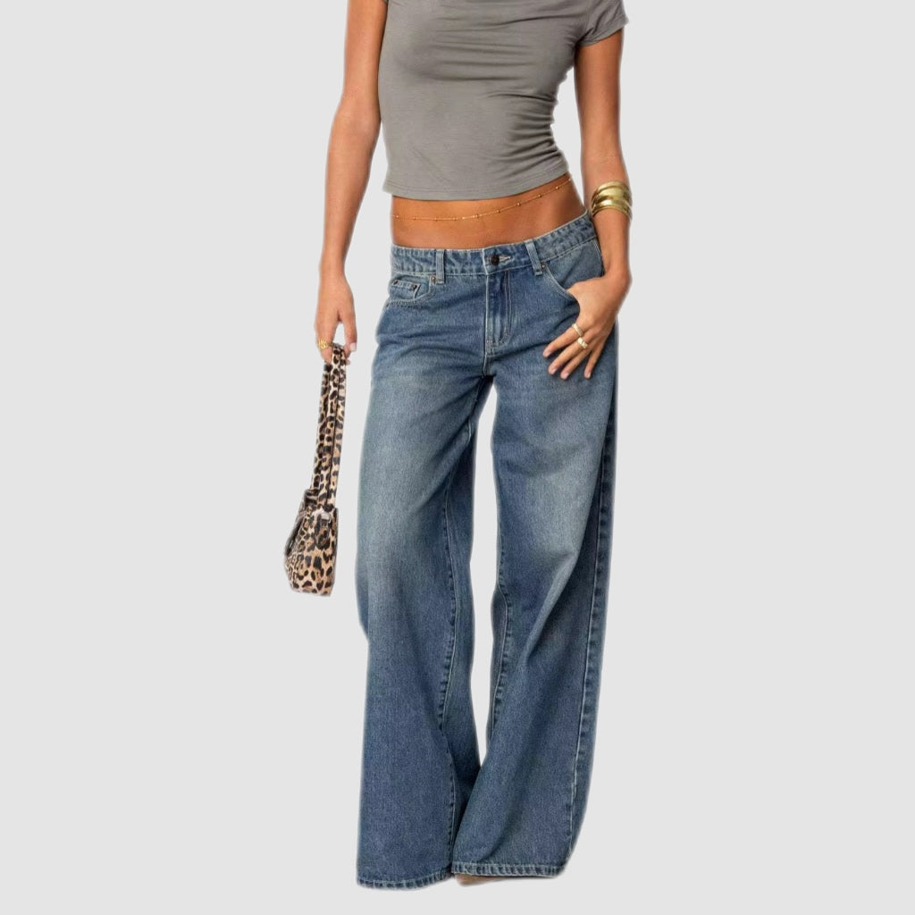 Vintage Blue Wash Low-Rise Baggy Jeans