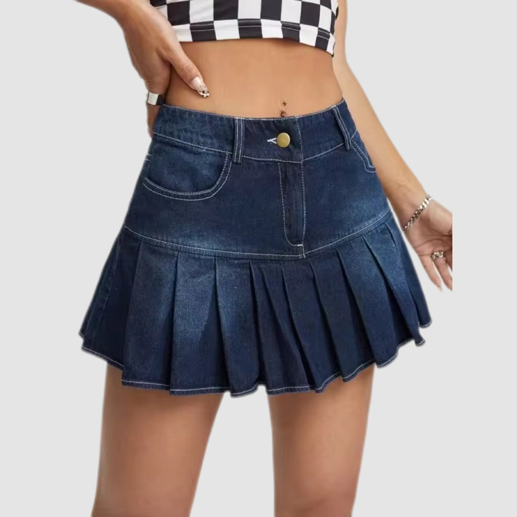 Dark Blue Denim Mini Skirt