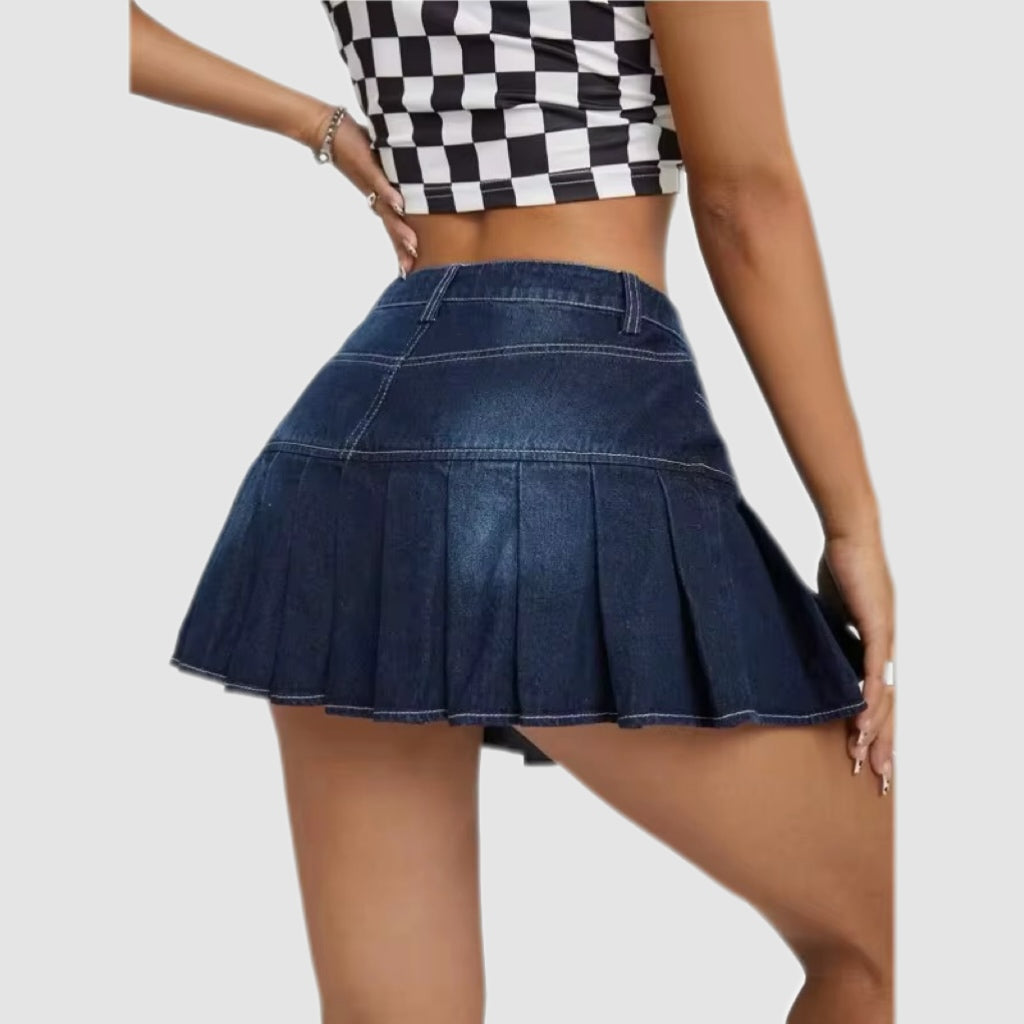 Dark Blue Denim Mini Skirt