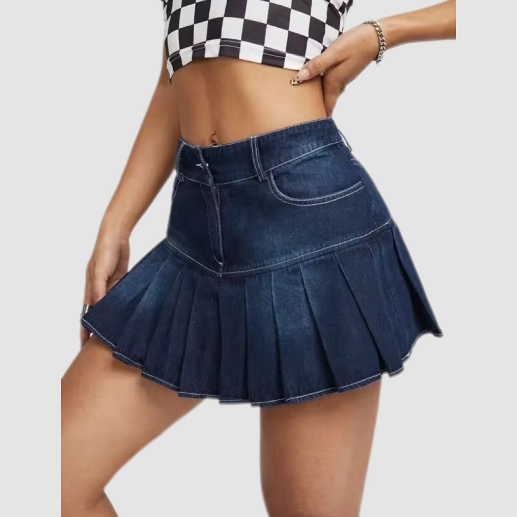 Dark Blue Denim Mini Skirt