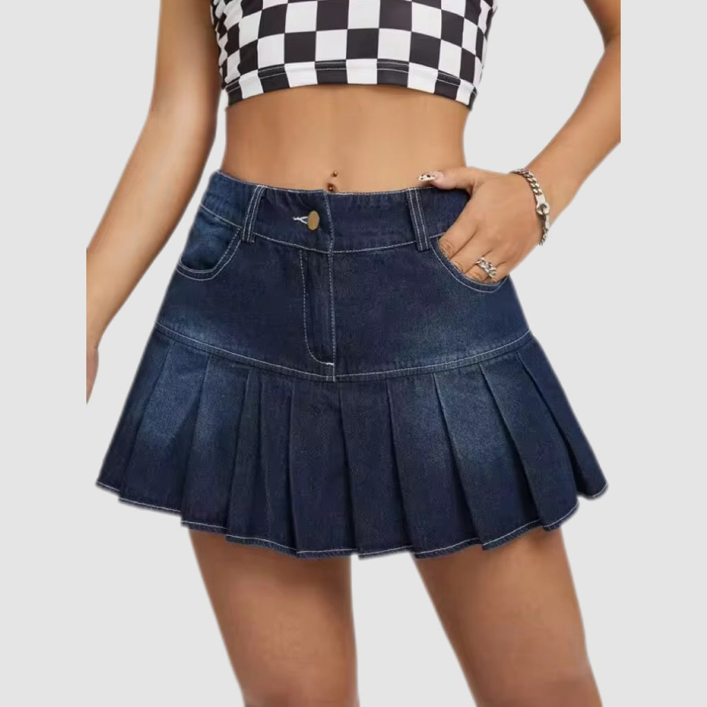 Dark Blue Denim Mini Skirt