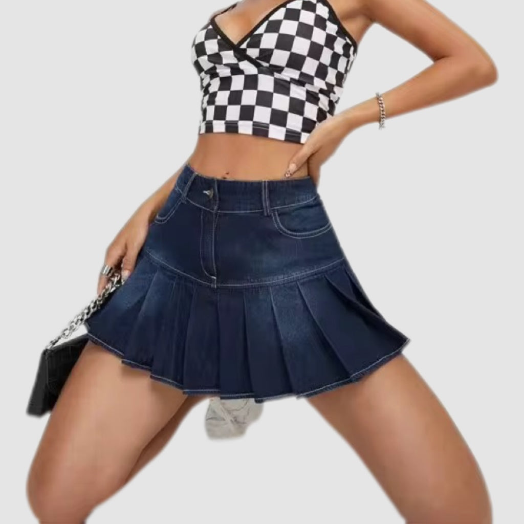 Dark Blue Denim Mini Skirt