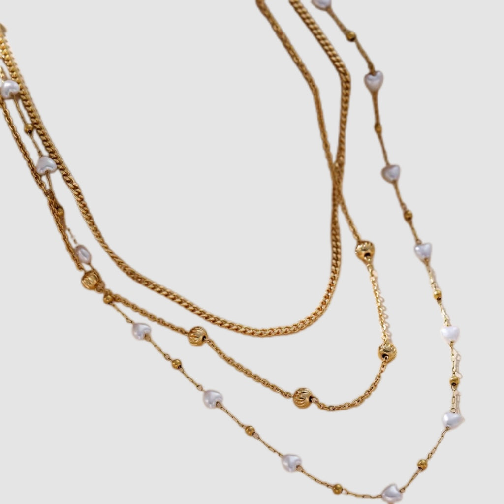 Multi-Layer Gold Stainless Steel Necklace Set