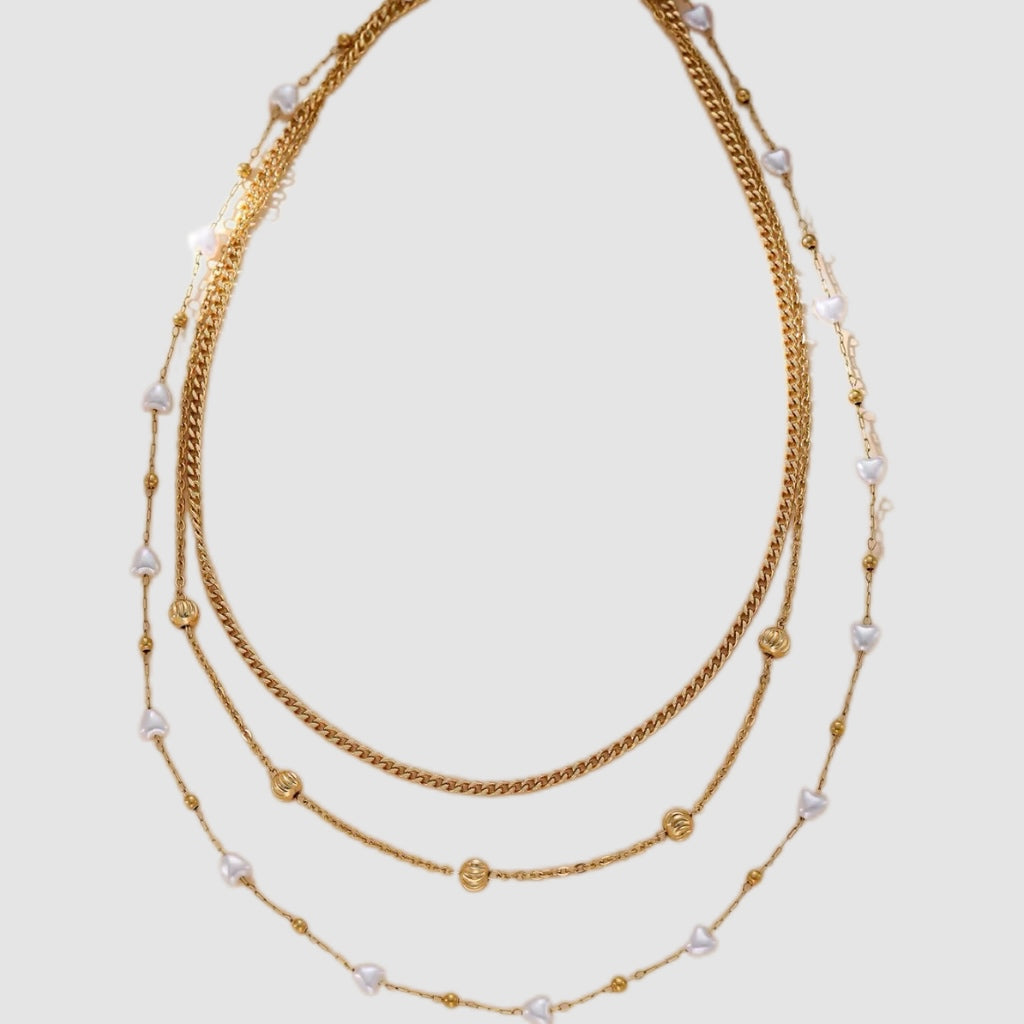 Multi-Layer Gold Stainless Steel Necklace Set