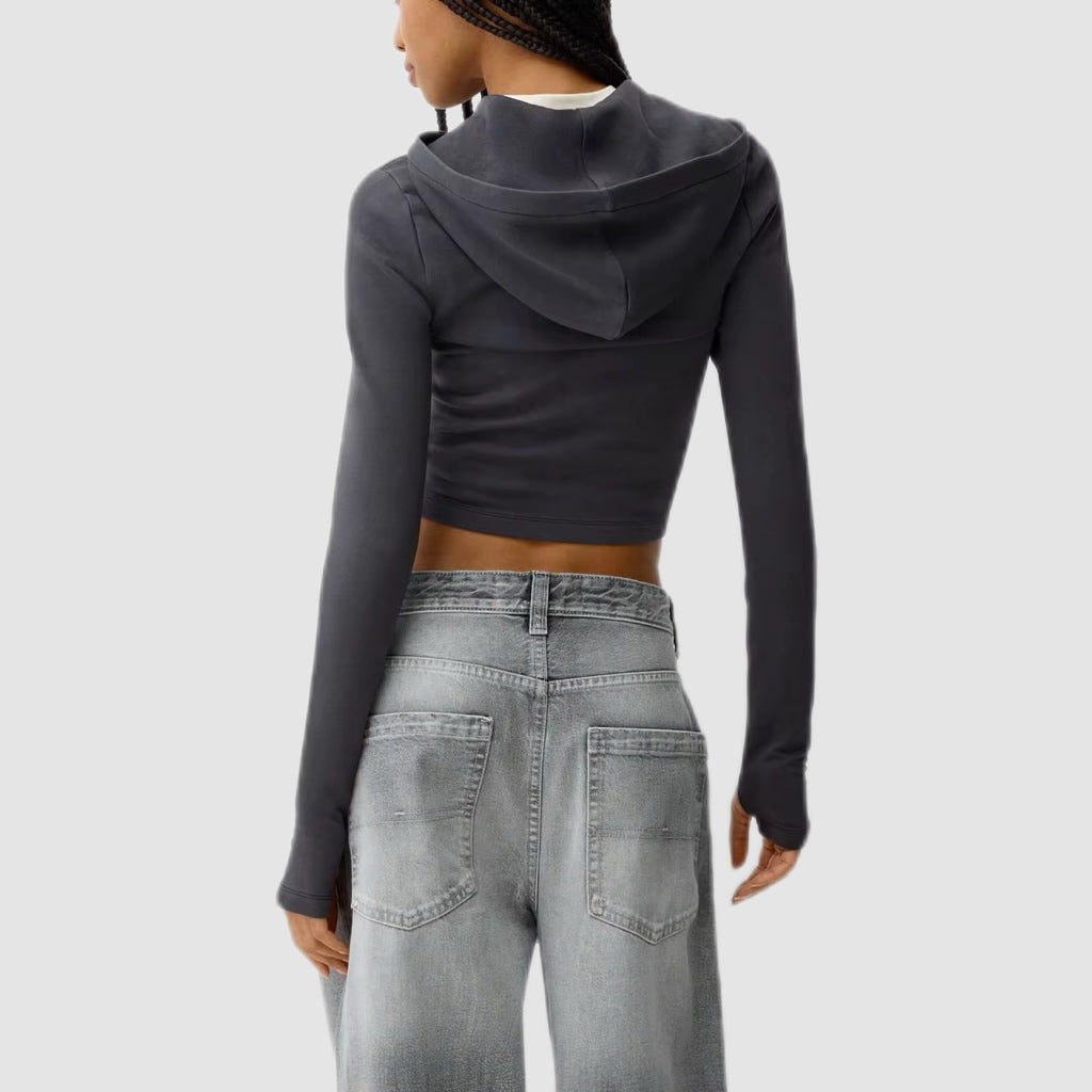 Lightweight Zip Up Fleece Crop Top
