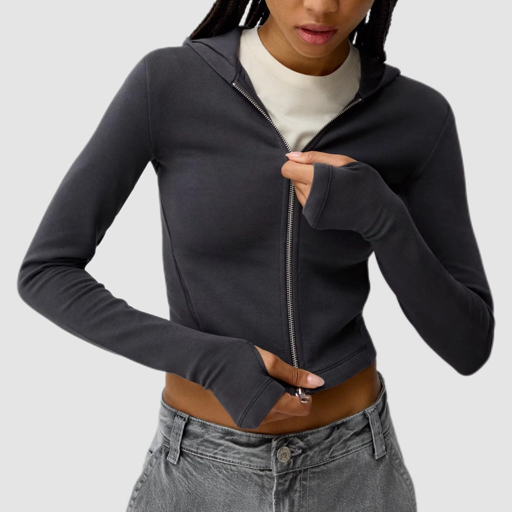 Lightweight Zip Up Fleece Crop Top