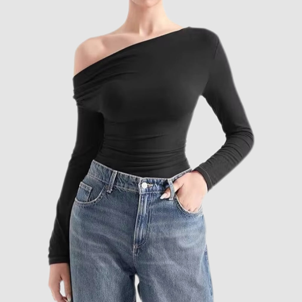 Off-Shoulder Long Sleeve Crop Top