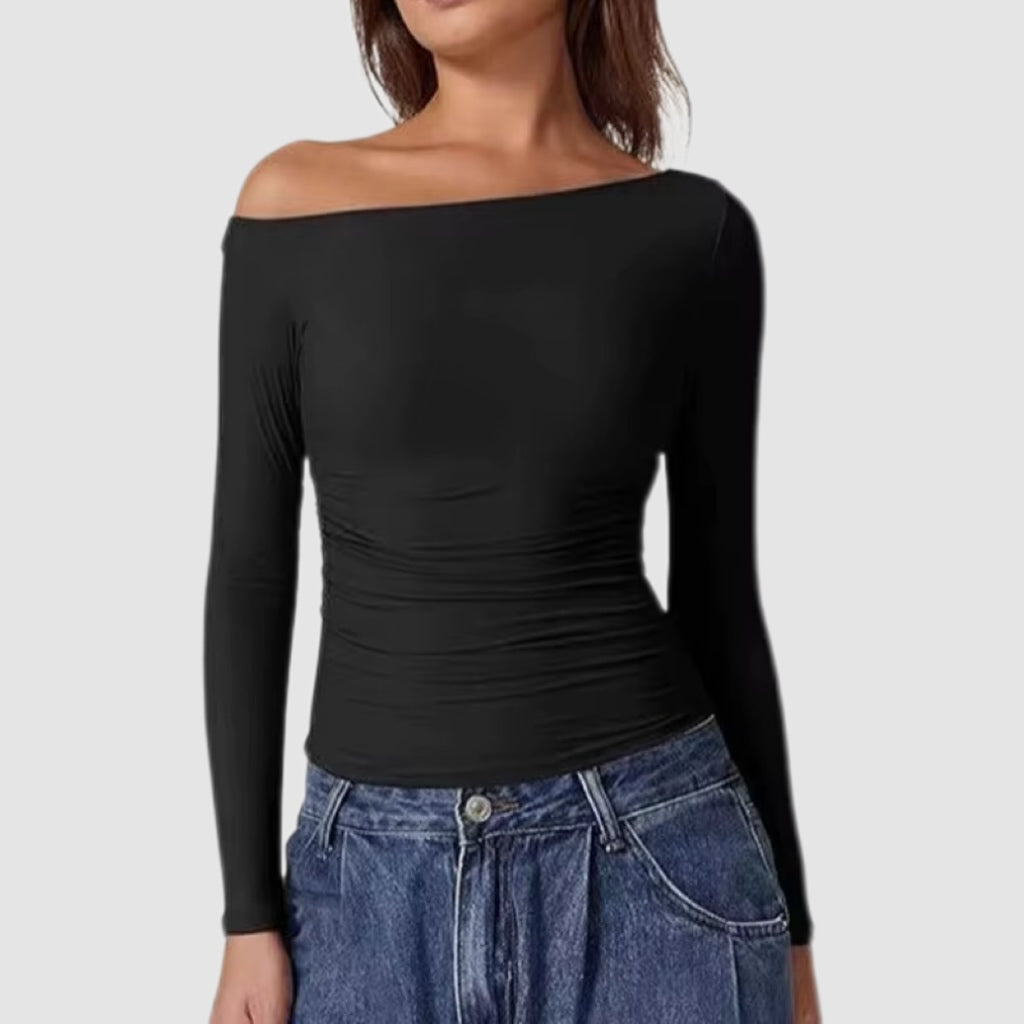 Off-Shoulder Long Sleeve Crop Top