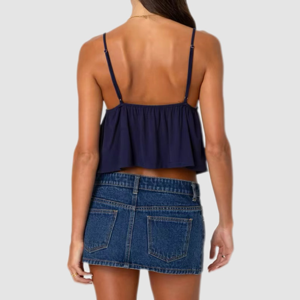 Blue Babydoll Cami Crop Top