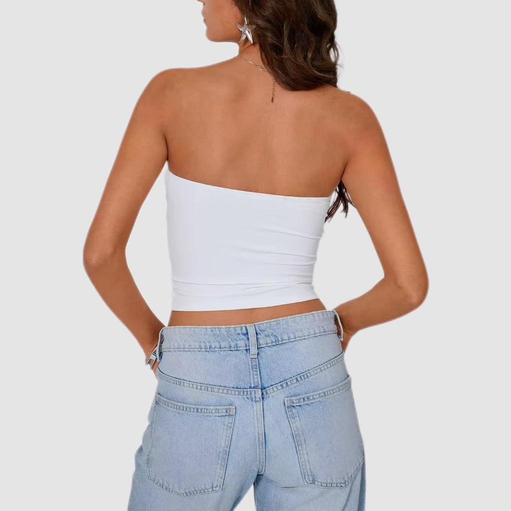 Pink Floral Print Tube Top