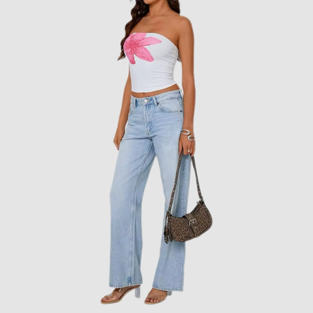 Pink Floral Print Tube Top