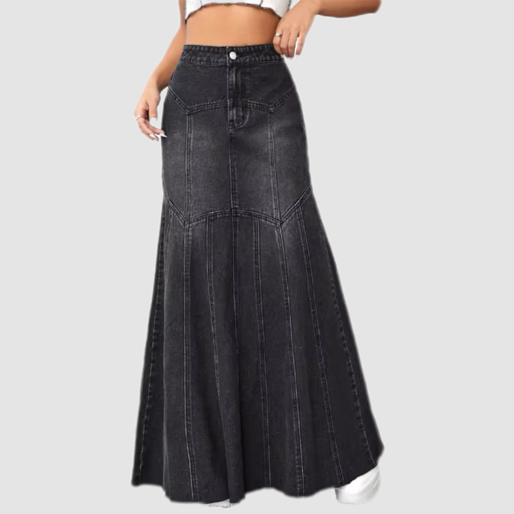 Black Denim Maxi Skirt