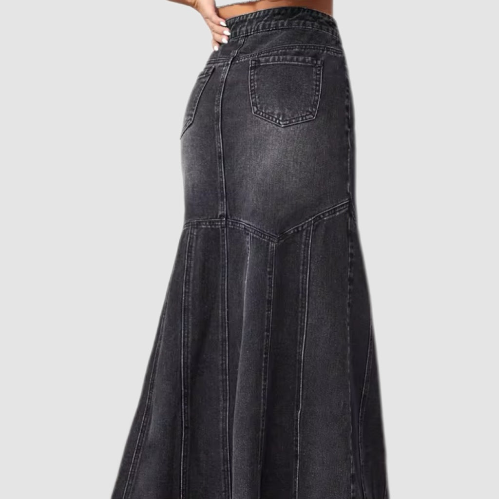 Black Denim Maxi Skirt