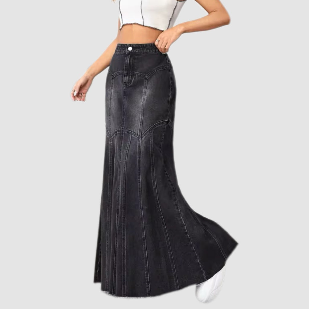 Black Denim Maxi Skirt