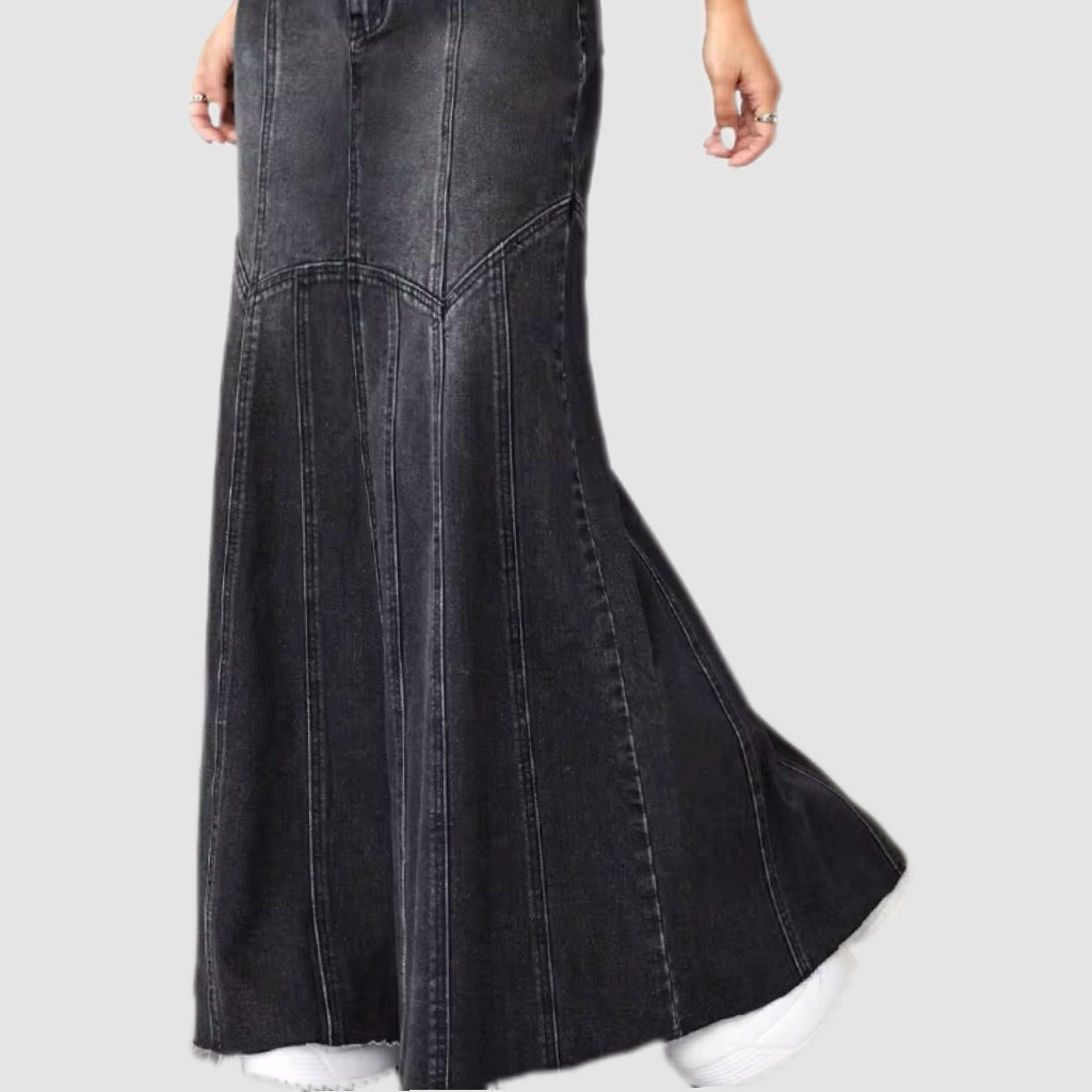 Black Denim Maxi Skirt