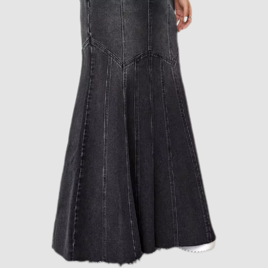 Black Denim Maxi Skirt