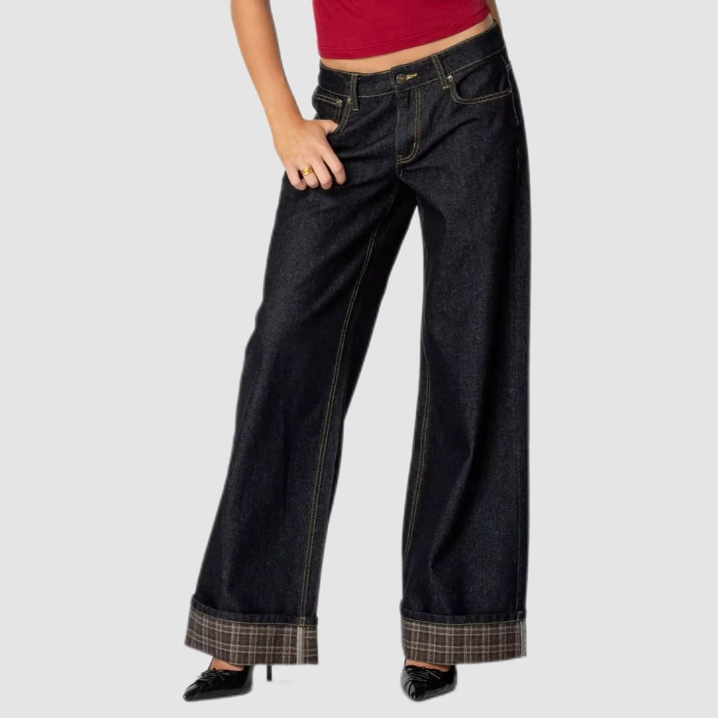 Indigo Wide-Leg Raw Selvedge Flanel Jeans