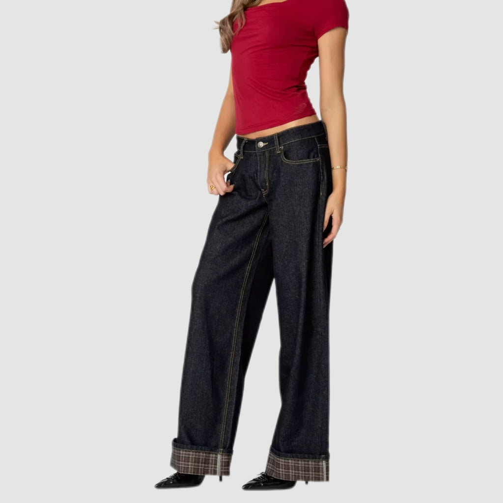 Indigo Wide-Leg Raw Selvedge Flanel Jeans