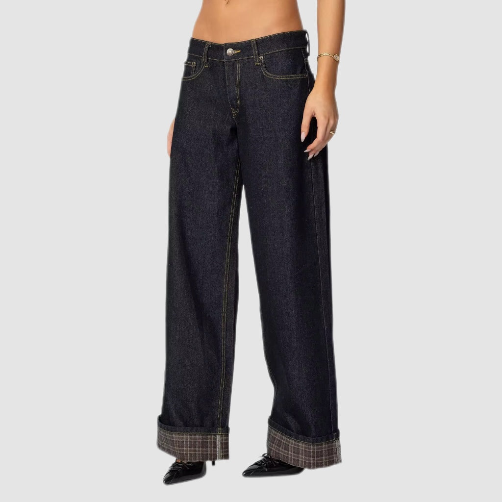 Indigo Wide-Leg Raw Selvedge Flanel Jeans