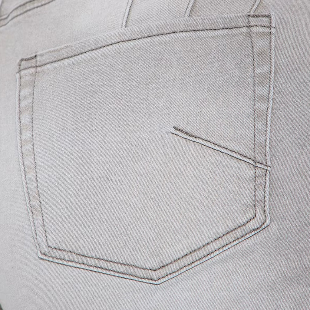 Grey Wash High-Waist Flare Jeans