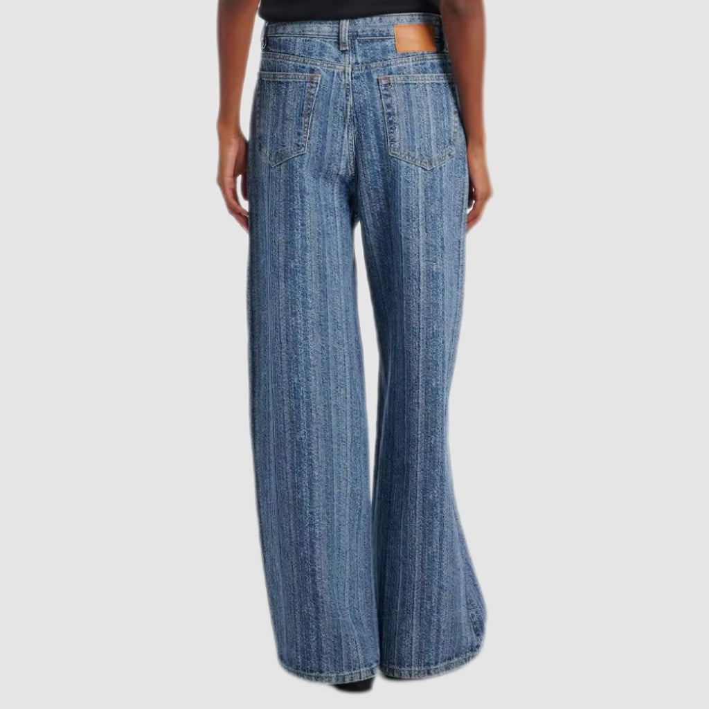 Wide-Leg Blue Striped Jeans